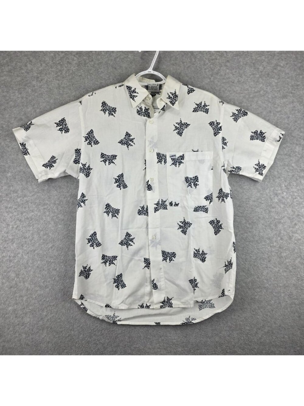 Georges Marciano Shirt Mens Small White Bow Print Button Up Short Sleeve USA